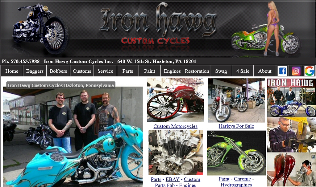 Custom Motorcycles Pennsylvania: Custom motorcycle builders Pennsylvania to sales, Harley service in Pennsylvania and support for related Harley Davidson motorcycles. Harley Motorcycle parts Pennsylvania aftermarket and custom Harley part fabrication. 